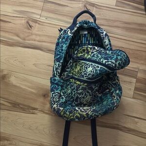Bohemian Blue and Green Backpack with Artistic Pattern
